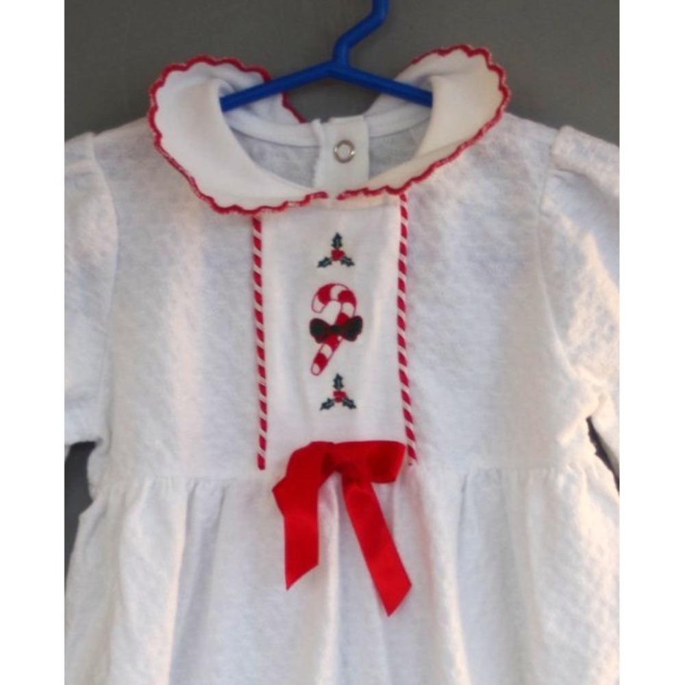 Vintage Baby Girl Healthtex‎ Christmas Sleeper Holly Candy Candy Embroidered USA